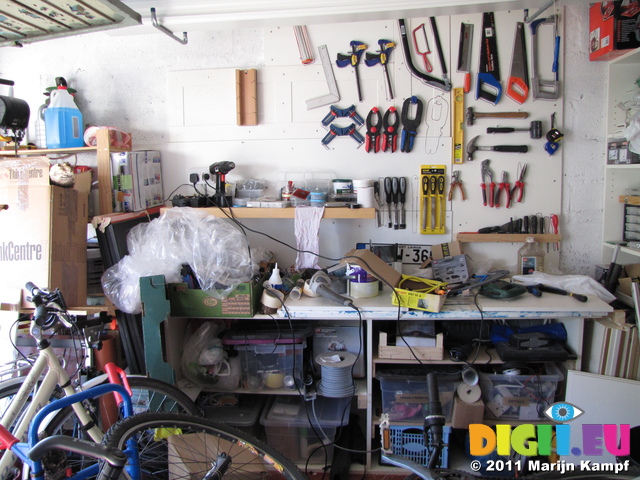 SX20113 Tools on garage wall